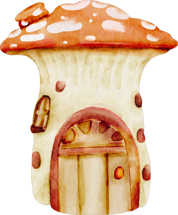 watercolor mushroom house