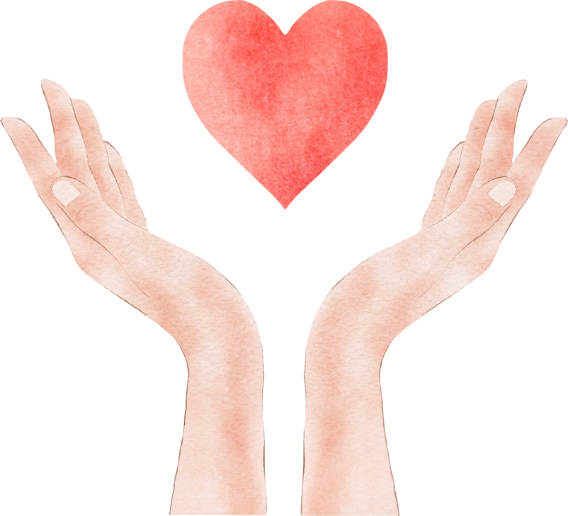 Watercolor Hand with Heart Illustration